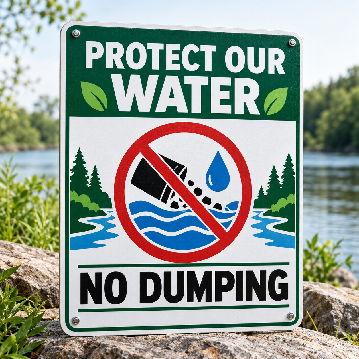 aabo-no-dumping-sign Protect Our Water No Dumping Sign - Image 1